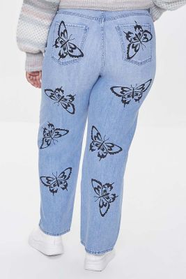 Jeans Plus Size High-Rise Butterfly Forever21